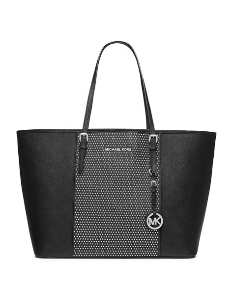 michael kors medium jet set red leather tote|Michael Kors black medium tote.